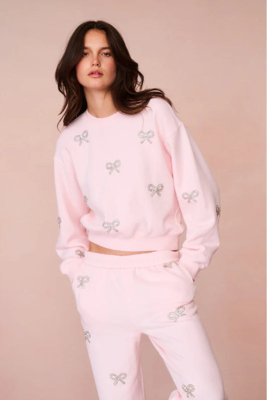 Amiyla Crystal Bow Fleece Pullover