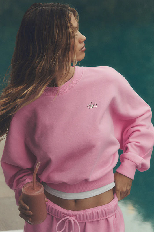 Cropped Accolade Crewneck - Sweet Pink